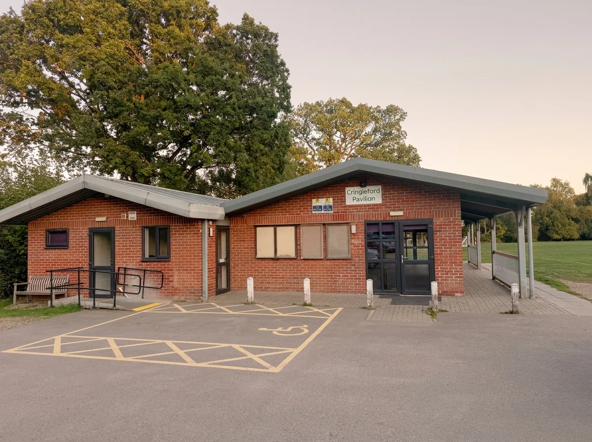 The outside of Cringleford Pavilion, where you arrive